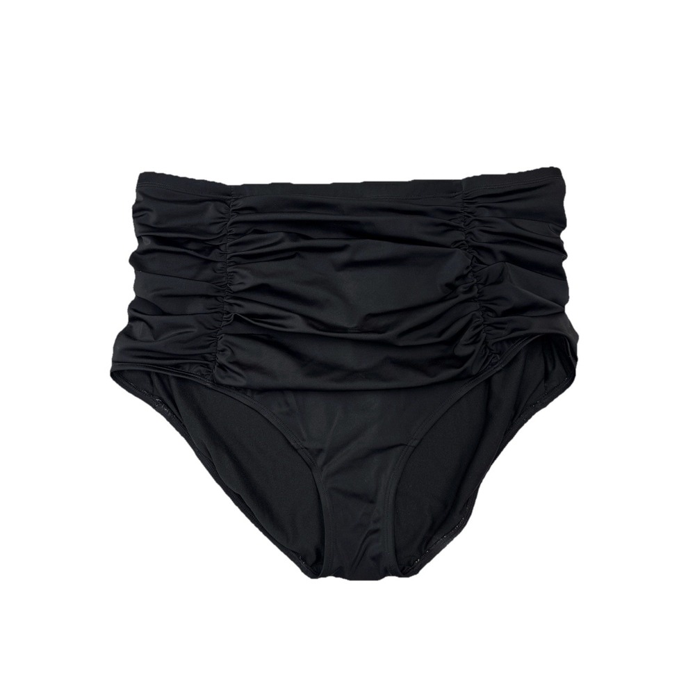 Joe Fresh‎ 1X Black Bathing Suit Full Bottoms Tummy Control Ruched High Waist